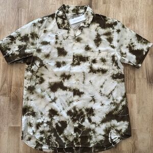 Outerknown Button Up Shirt Mens Size L Short Sleeve Olive Organic Cotton